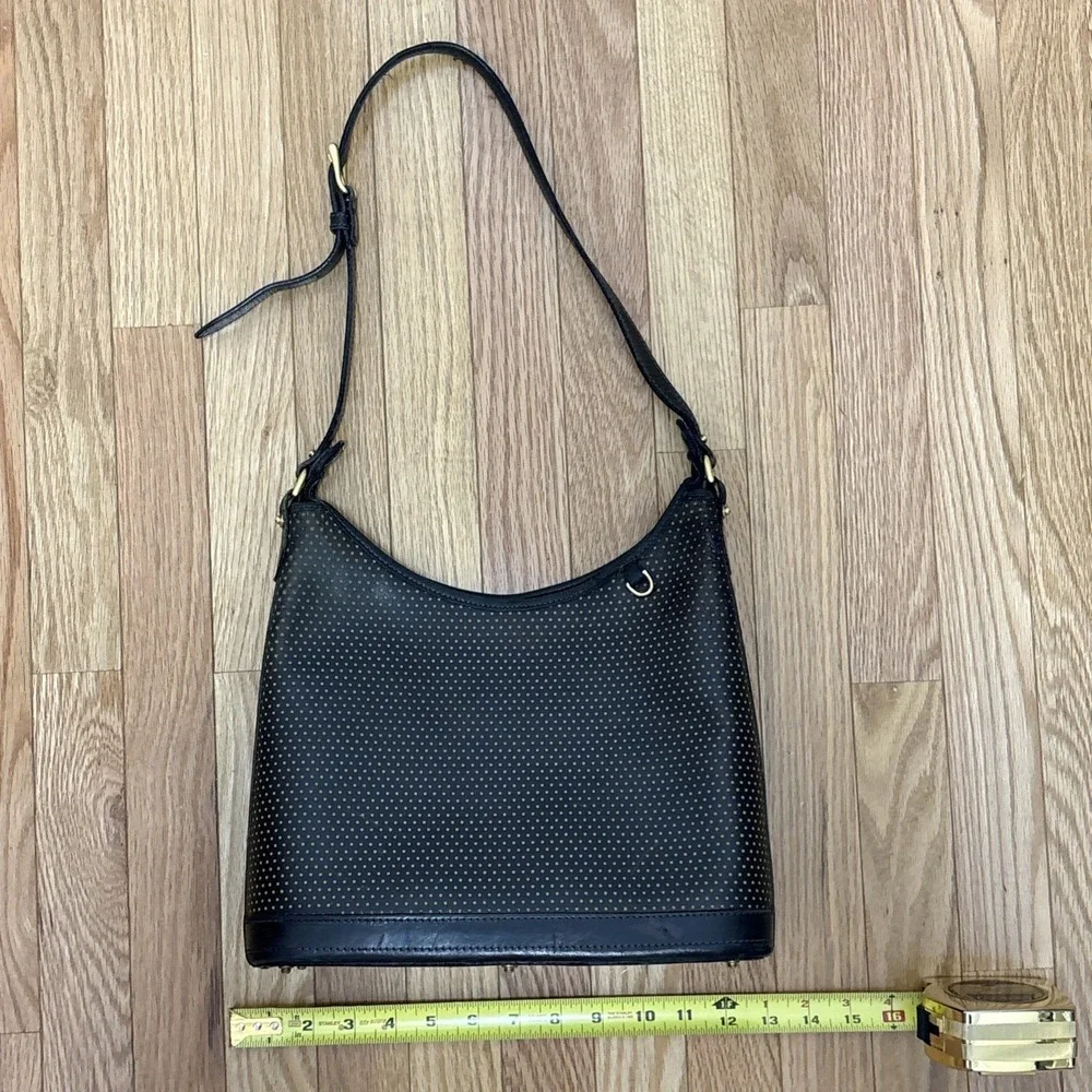 Dooney and Bourke | Black and Gold Women's Bag, Vintage Cabrio Leather Hobo